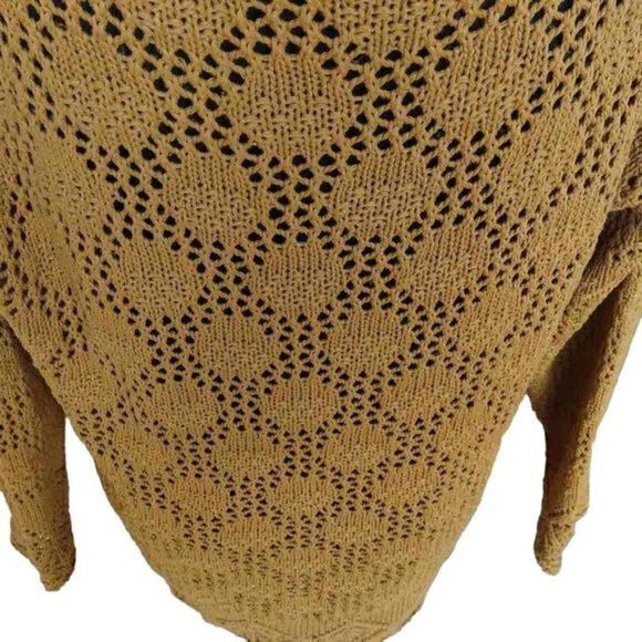 Vintage Keren Golden Wheat‎ Open Knit Sweater Sz 1X - Picture 5 of 13